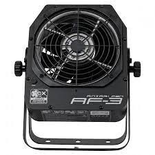 Compact fan for use with fog machines, dmx controlled
