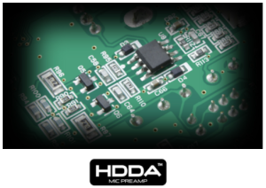 Krachtige HDDA-microfoonvoorversterker voor een hoge geluidskwaliteit, weinig ruis en een breed dynamisch bereik