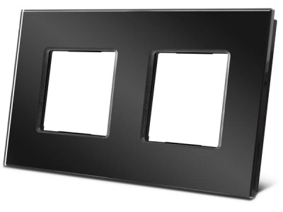 zwarte dubbele glazen afdekplaat voor BTicino© LivingLight