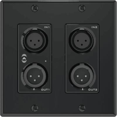 4x2 Channel 2 Gang US Dante/AES67 Wall Plate 2 Mic/Line In x 2 Out (XLR), Phoeni