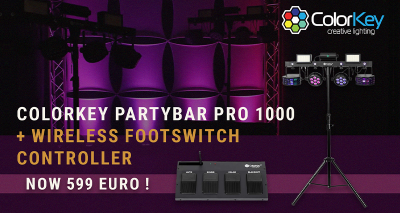 Colorkey PartyBar Pro 1000: Zomeractie — €599 + gratis footswitch (t.e.m. 30 juni)