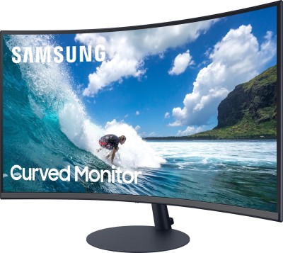 Samsung C24T550FDR - LED monitor - curved - 24" - 1920 x 1080 Full HD (1080p) @ 75 Hz - VA - 250 cd/m² - 3000:1 - 4 ms - HDMI, VGA, DisplayPort - dark grey/blue