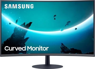 Samsung C27T550FDR - T55 Series - LED monitor - curved - 27" - 1920 x 1080 Full HD (1080p) @ 75 Hz - VA - 250 cd/m² - 3000:1 - 4 ms - HDMI, VGA, DisplayPort - speakers - dark grey/blue