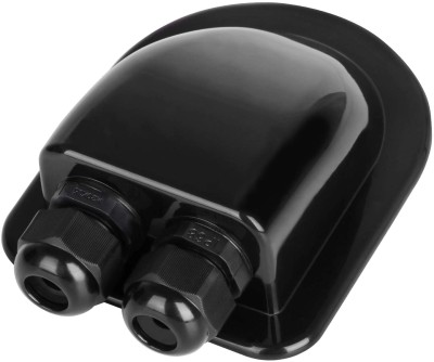 Weather cover with dual gland-nut for 5", 8" black, (Pair)