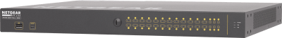 NS26-1440++ 26-port network switch preconfigured for Q-SYS Audio, Video and Control with 24x PoE++ ports and 1440 Watts PoE budget. Features advanced QoS and IGMP configuration to also support AES67 and Dante within the same VLAN.