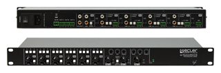 Ecler 6 inputs and 3 outputs installation audio mixer. Inputs: 1x MIC, 4x MIC/LINE ST, 1x LINE ST. Outputs: 1x ST (A/B) and 1x MONO (C). A/B output can operates in ST/MONO mode. Each input can be routed to output A, B and/or C. It includes a 3 band t