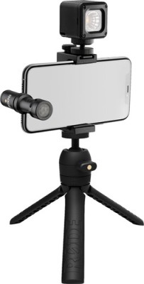 Rode - Vlogger Kit - iOS Edition - The iOS Vlogger Kit is the perfect all-in-one solution for mobile filmmaking on your iPhone. Featuring a RØDE VideoMic Me-L, Tripod 2, SmartGrip, MicroLED and accessories, it contains everything you need to create u