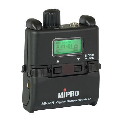MiPro - MI-58R - Rechargeable 5.8GHz Digital Stereo Bodypack IEM Receiver Charger NOT included, incl. E-8S and MB-5