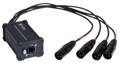 HILEC RJ45/XLR3 MALE Adapter Box for Audio/DMX Signal - 4 Ch. over Network Cable Extender