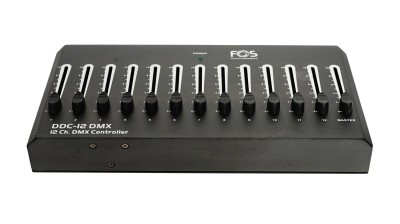 12ch DMX console, 12 Channels Dmx Controller, 12 individual channel faders & one master fader. 12 DMX channels. Compact design & simple operation, DMX Output: 3 pin female XLR DMX connector.
