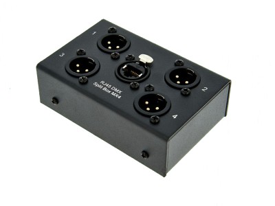 RJ45 Split Box male, DMX Split Box RJ45 socket to 4 x DMX XLR 3-pin male plugs.
