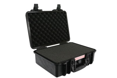 Transport Case M, Weatherproof IP67 plastic case with  pre cutted foam for general applications, material TSU19 resin, external dimensions 46x36x18 cm , inside dimensions 43x30x16 cm, lid depth 4.7 cm, 2.3 kg