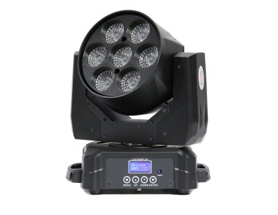 Wash 7 x 15 RGBW zoom, Wash moving head , Zoom 15-50°,7 RGBW 15w 4in1 LEDs, Preset color macros , Pixel Control ,Dimmer: 0-100% linear dimming,stop/strobe effect, 22 DMX channels, 6 kg