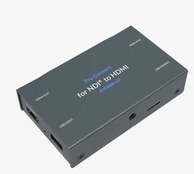 A standalone box for converting full NDI stream and other IP streams including SRT/RTMP/RTSP/HTTP into HDMI signal. It supports to detect up to 4K60fps NDI stream, decode up to 4K15fps or 2K60fps signal and further output via HDMI interface up to 4K6