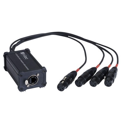 RJ45/XLR3F adapter box for audio/DMX signal
