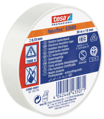 PVC Electrical tape TESA 53988 19MM x 20M - White