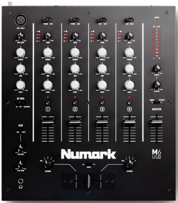 Numark M6 USB BLACK: 4-Channel USB DJ mixer
