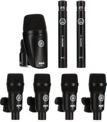 Drum Set Session I - Microphone set for drum pickup: 4x P4 snare and tom microphones, 2x P17 overhead microphones, 1x P2 bass drum microphone in aluminium carrying case incl. 4x H440 brackets for mounting the P4 on the hoop