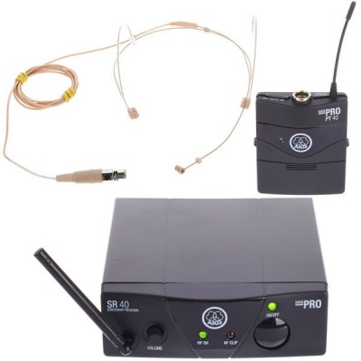 WMS40 Mini Earmic Set - ISM1 - Wireless system for speech and vocals, PT40 mini bodypack transmitter, SR40 mini receiver, earhook microphone COBT, non-diversity, 30 hours operating
