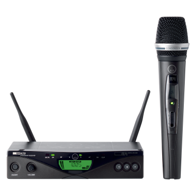 WMS470 Vocal Set/C5 - 823-832 MHz, B10 - Wireless system for vocals and speech, HT470 handheld transmitter with condenser capsule C5, SR470 diversity receiver, pilot tone control, SA63 stand adapter, 2 antennas, rack mounting set, power supply, 823,1