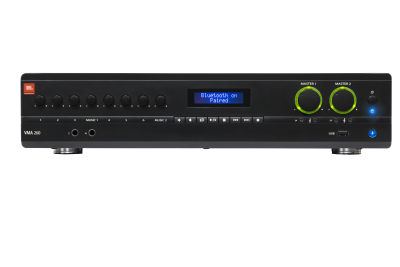 VMA 2120 - ELA mixer amplifier, 8x inputs, 2x output zones each 120 watts at 4, 8 ohms and at 70/100 volts, priority circuit, Bluetooth, USB media player, 2-band EQ per output zone, gong, desktop device, incl. 19" installation kit, wall panel optiona