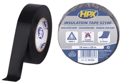 HPX 52100 PVC Tape Black 19mm x 20m
