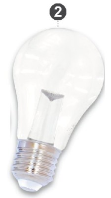 A60 - PLASTIC CLEAR - WARM WHITE - 2W - 2700K - NOT DIMMABLE