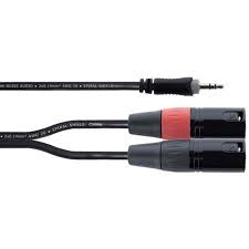 Y-kabel, 1x Stereo 3.5 Jack M / 2x XLR M - 1,5m