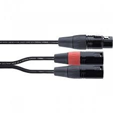 Y-kabel, 1x XLR F / 2x XLR M - 0,3m