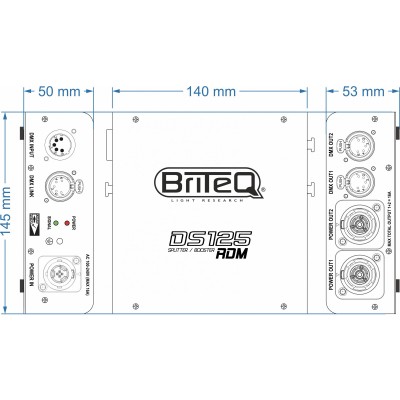 Briteq DS125-RDM - Splitter DMX compatible RDM : répartit l'alimentation secteur et l'entrée DMX en 2 sorties optiquement séparées
