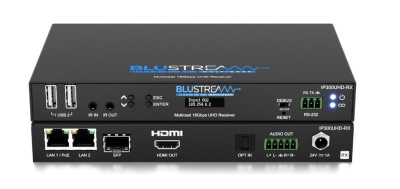 IP 18Gbps Multicast UHD Video Receiver over 1Gb Network, Built-in Video Scaler, Video-wall mode, RJ45 & SFP Network Ports, Bi-directional IR, RS-232 & USB/KVM, PoE, Analogue Audio Breakout and HDCP 2.2 (Q3/23)