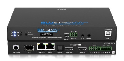 IP 18Gbps Multicast UHD Video Transmitter over 1Gb Network , HDMI Loop-out, 2ch Dante Audio Transmitter/Receiver, Dual RJ45 & SFP Network Ports, Bi-directional IR, RS-232 & USB/KVM, PoE, Analogue Audio Embedding, Analogue Audio Breakout and HDCP 2.2