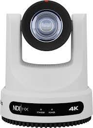 PTZOptics Move 4K, a third generation PTZ camera, featuring 20X Optical Zoom, 4K Resolution at 60fps and a 60.7 HFOV in White. Supports simultaneous IP Video (NDI|HX3, SRT, RTMPS, RTSP), USB2.0 and 3G-SDI or HDMI2.0 as outputs with Auto-Tracking capa