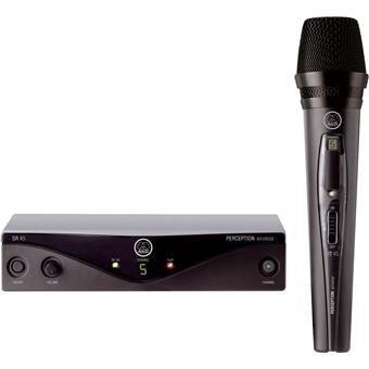Wireless system for vocals and speech, handheld transmitter HT45 and diversity receiver SR45, up to 10 hours operating time with only one AA battery, including microphone clamp