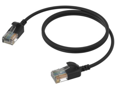 Slimline networking cable - CAT6A RJ45 - RJ45 U/UTP Black version - 0.5 meter