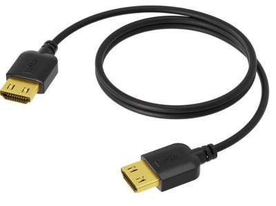 Slimline video cable - HDMI 2.0 - HDMI A male - HDMI A male - HighFlex™ Black version - 0.5 meter