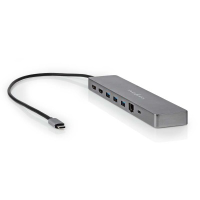 USB 3.2 Gen 1 | USB-C™ Male | Micro SD / RJ45 Female / SD / 2x HDMI™ / 2x USB-C™ / 3x USB-A Female | 0.40 m | Rond | Verguld | TPE | Antraciet | Doos