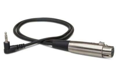 Camcorder Microphone Cable, XLR3F to Right-angle 3.5 mm TRS, 1 ft
