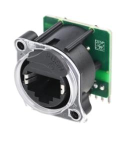 Halo series - Light ring etherCON A-chassis, magnetics & horizontal PCB mount, 100Mbps