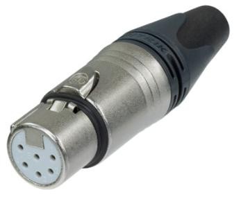 6 pole XLR female cable connector with Switchcraft pin layout,Nickel housing & Silver contacts