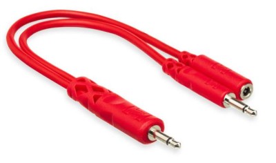 Hopscotch Patch Cables, 3.5 mm TS with 3.5 mm TSF Pigtail to 3.5 mm TS, 5 pc, 0.5 ft
