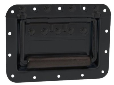 Adam Hall Hardware 34085 BLK - Recessed sprung handle large in dish 14mm deep, black