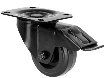Adam Hall Hardware 372091 BLK - Swivel castor 80 mm with brake, black