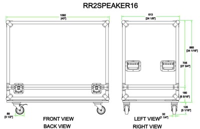 Case for 2 speakers on wheels  for 2 speakers max 500*550*780mm