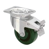 Heavy Duty Swivel Castor 100 mm with green Wheel and Brake