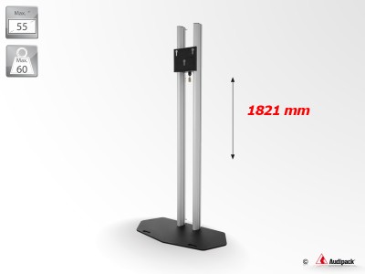 Flat panel floor stand, 2 columns, height 1800mm, max, 55", max, 60kg