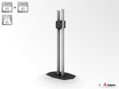 Flat panel floor stand 2 flat panels back to back, 2 columns, height 1800mm, max