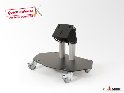 Flat panel floor monitor stand on wheels Quick Release, 400mm, inclinable 30-60°