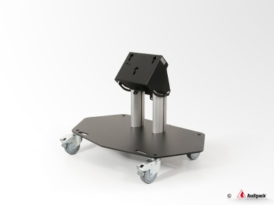 Flat panel floor monitor stand on wheels, 400mm, inclinable 30-60°, max 55", max