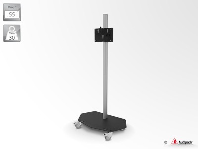 Flat panel floor stand on wheels, 1 column, height 1800mm, max, 55", max, 30kg